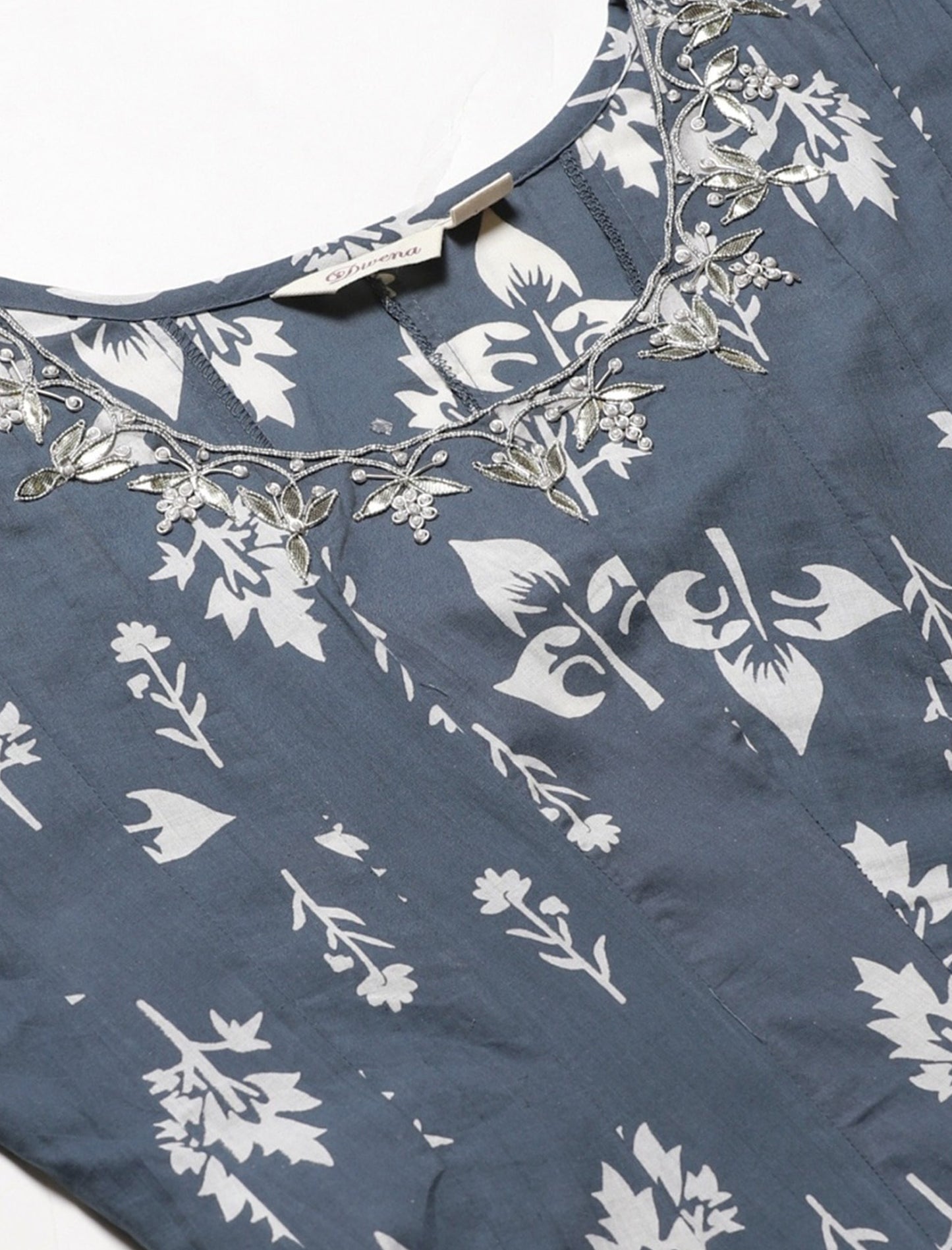 Grey and White Printed Anarkali Divena Kurta For Women