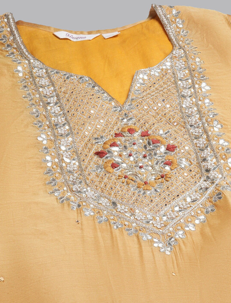 Ethnic Chanderi Silk Kurta With Sharara Dupatta Kurta Sets For Women