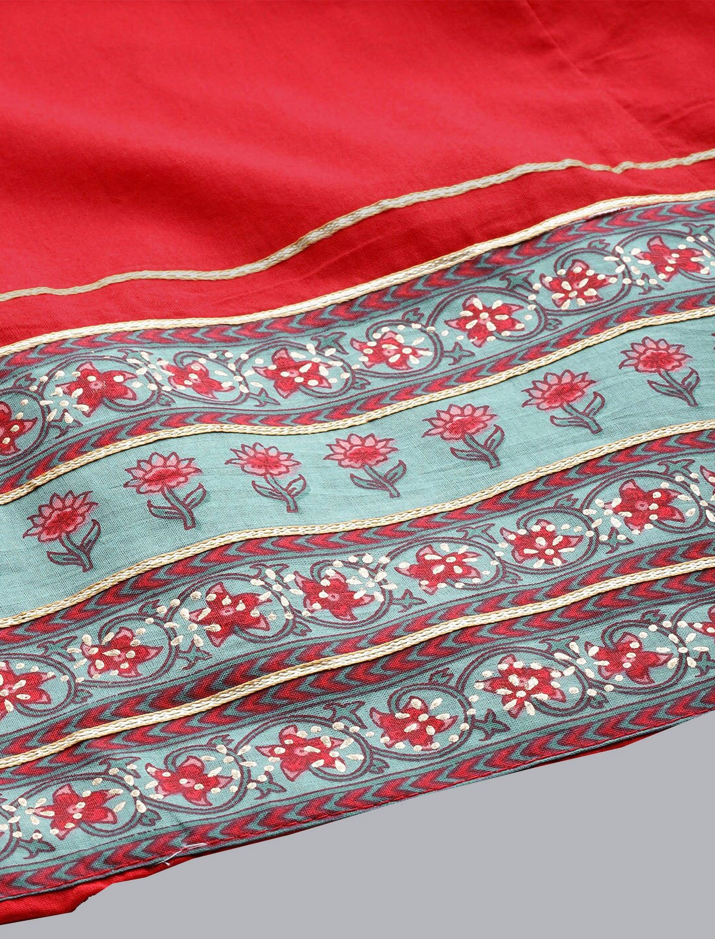 Green Floral Printed Gotta Patti Kurta with Palazzos For Women