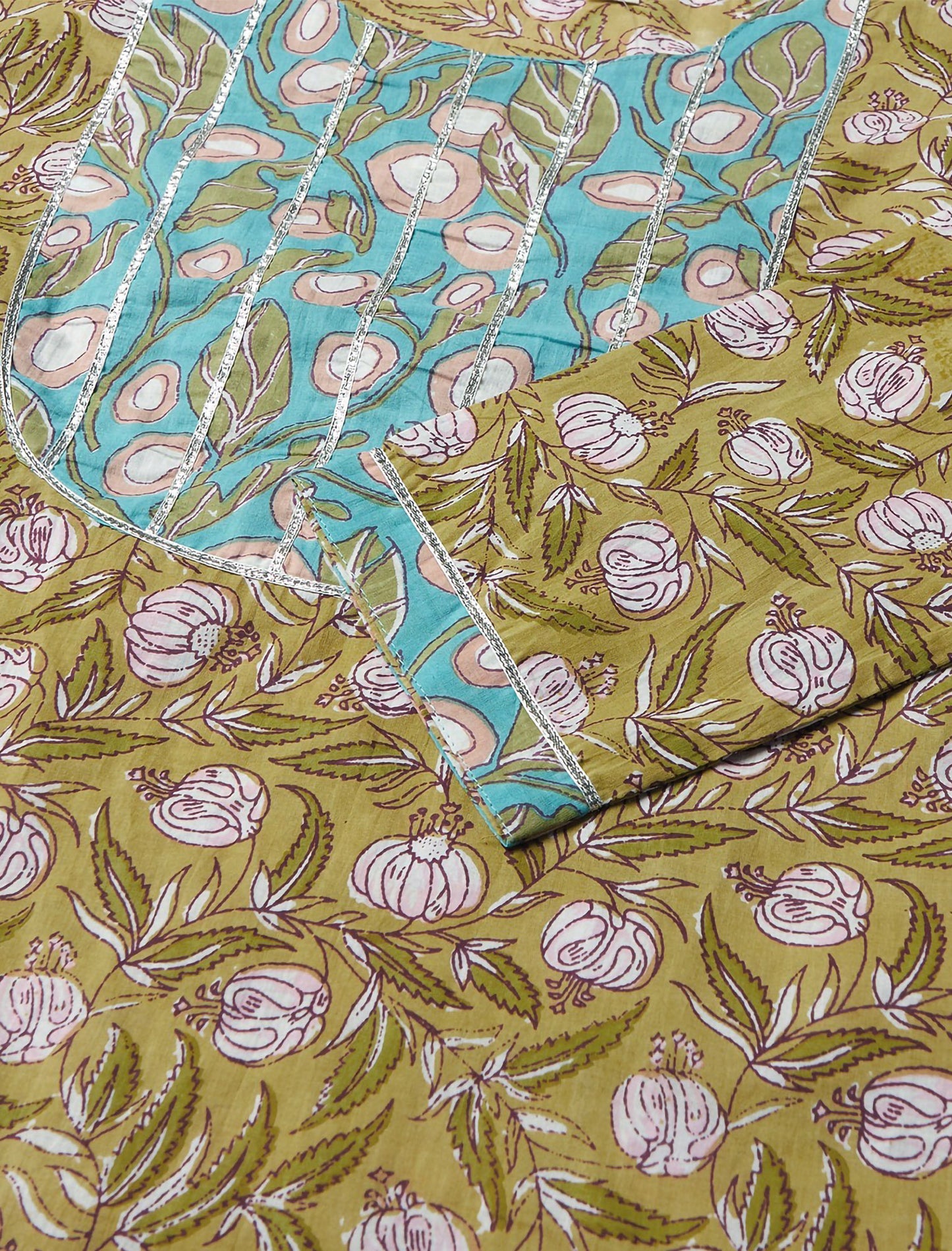 Green Ethnic Printed Kurta Sets with Trousers For Women