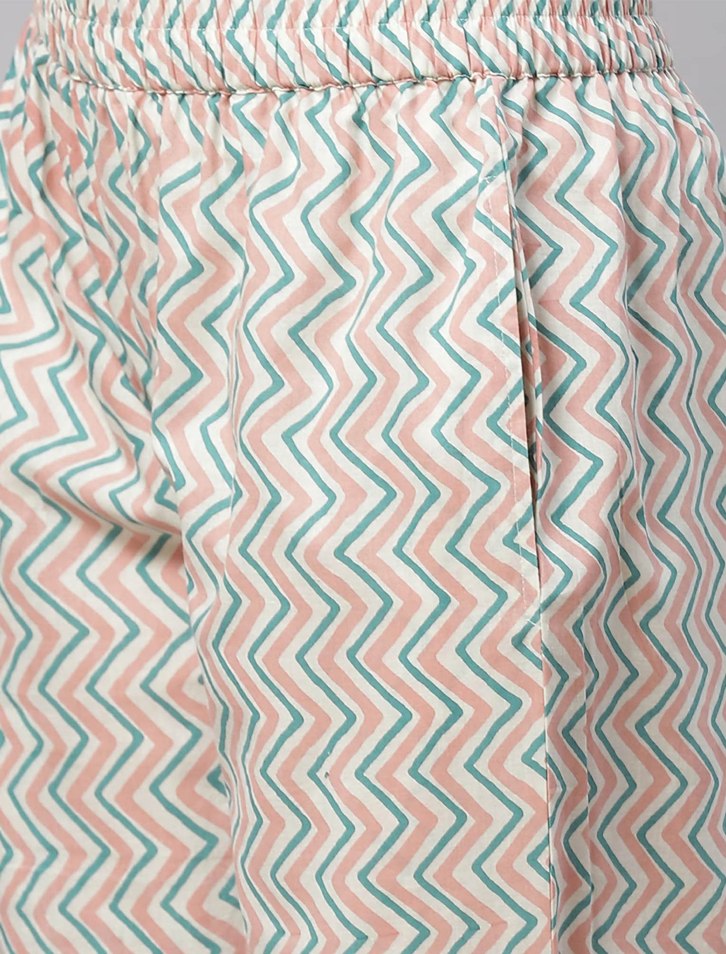 Cream Floral Printed Kurta Set with Trousers For Women