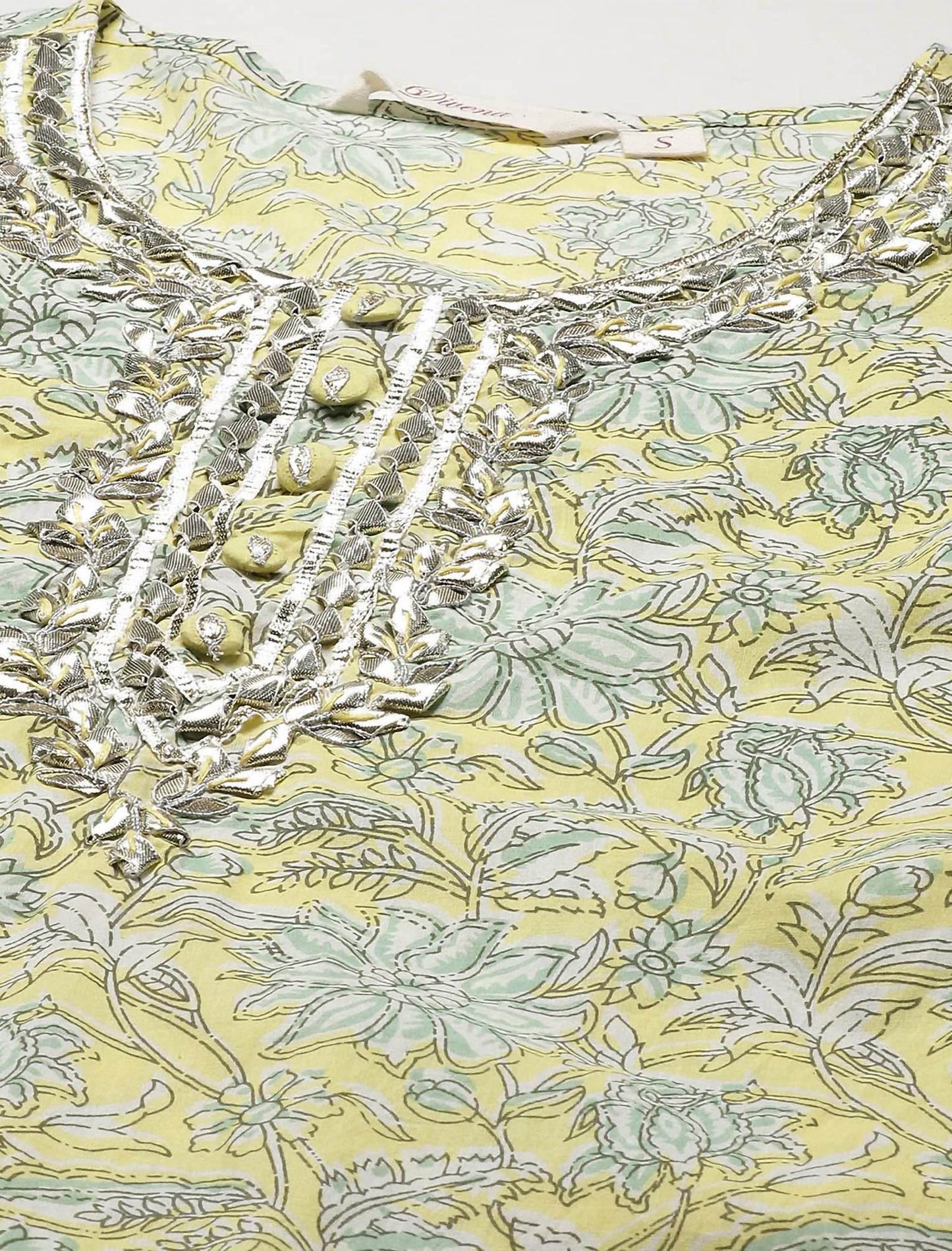 Yellow Floral Printed Kurta with Trousers & Dupatta For Women