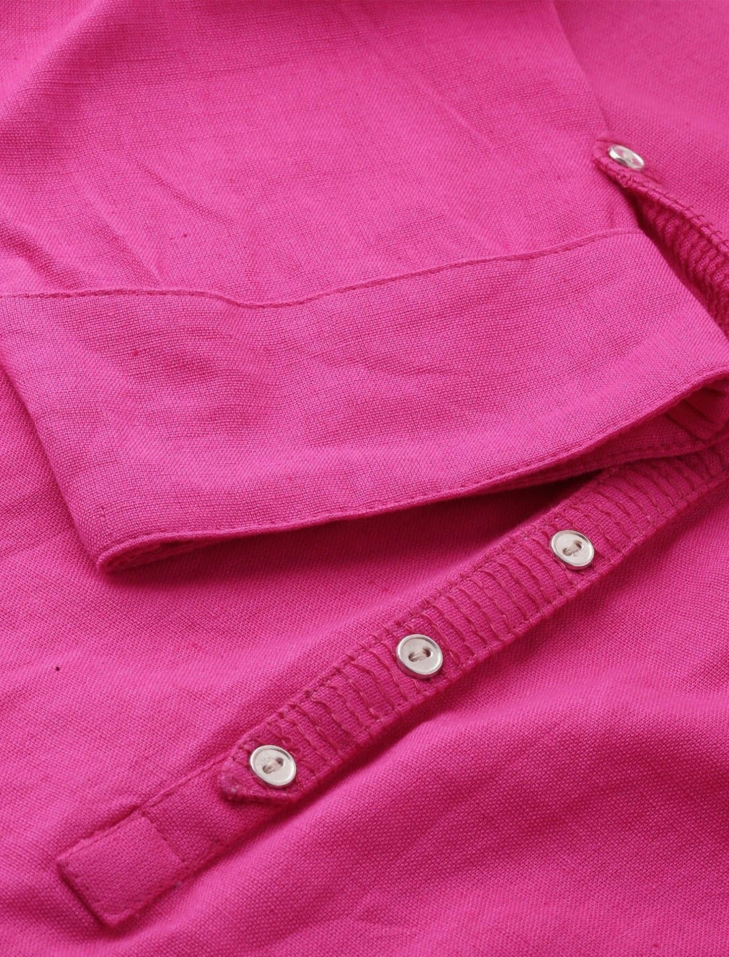 Pink Cotton Solid Collar Straight Ethnic Kurta For Women