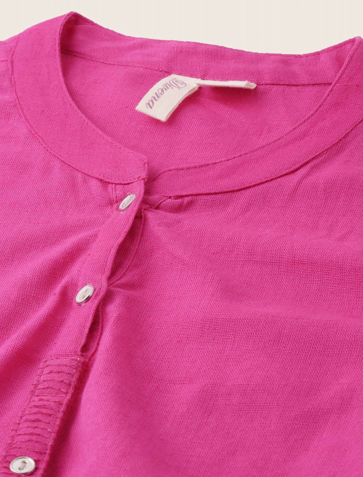Pink Cotton Solid Collar Straight Ethnic Kurta For Women