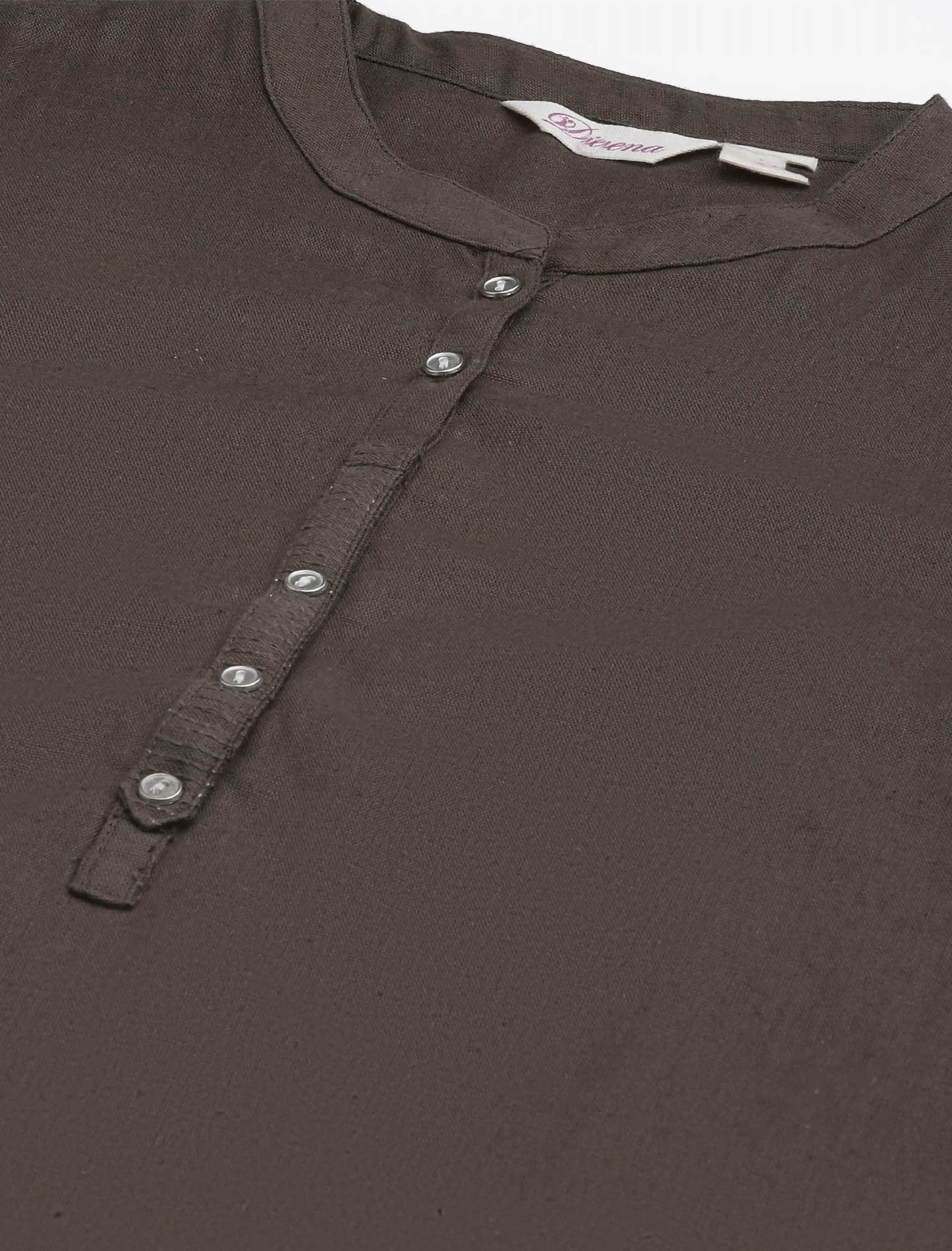 Coffee Brown Mandarin Collar Straight Ethnic Kurta For Women