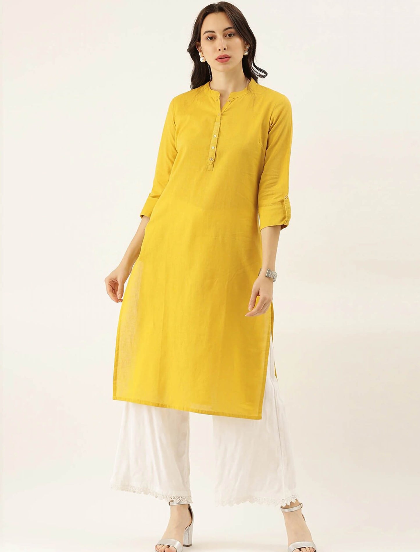Yellow Kurta Pure Cotton Ethnic Kurta For Women