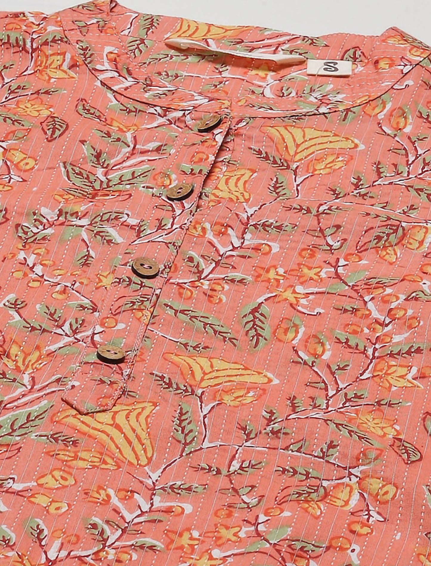 Peach Yellow Floral Printed Floral Divena Kurta For Women