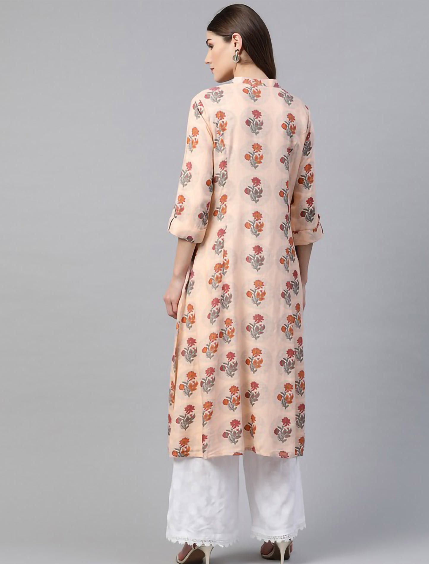 Peach Ethnic A-Line Kurta