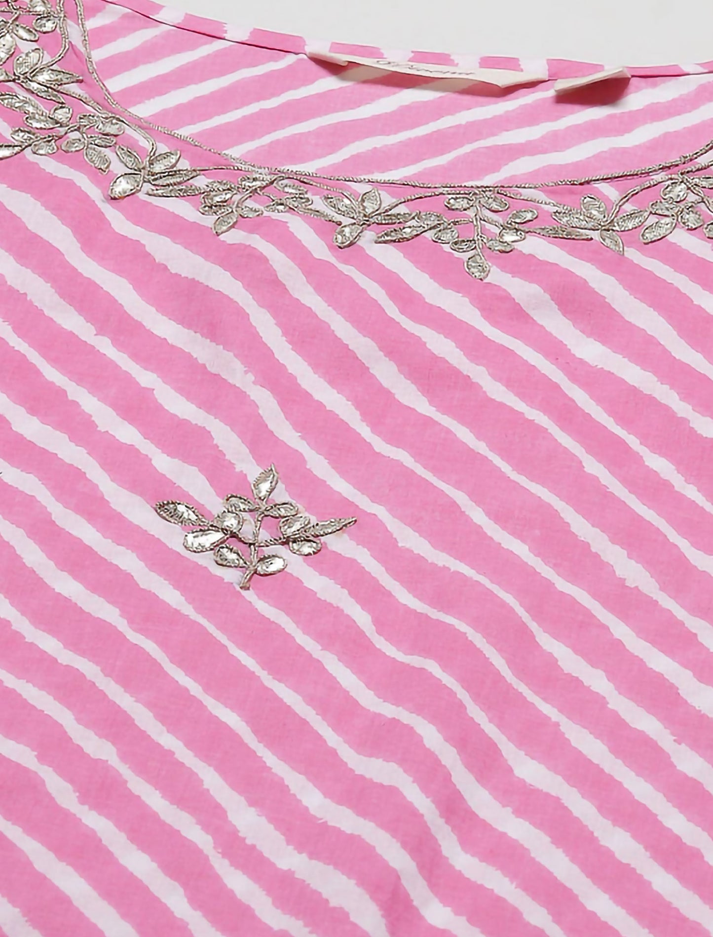 Pink Leheriya Printed Gotta Patti Ethnic Kurta For Women
