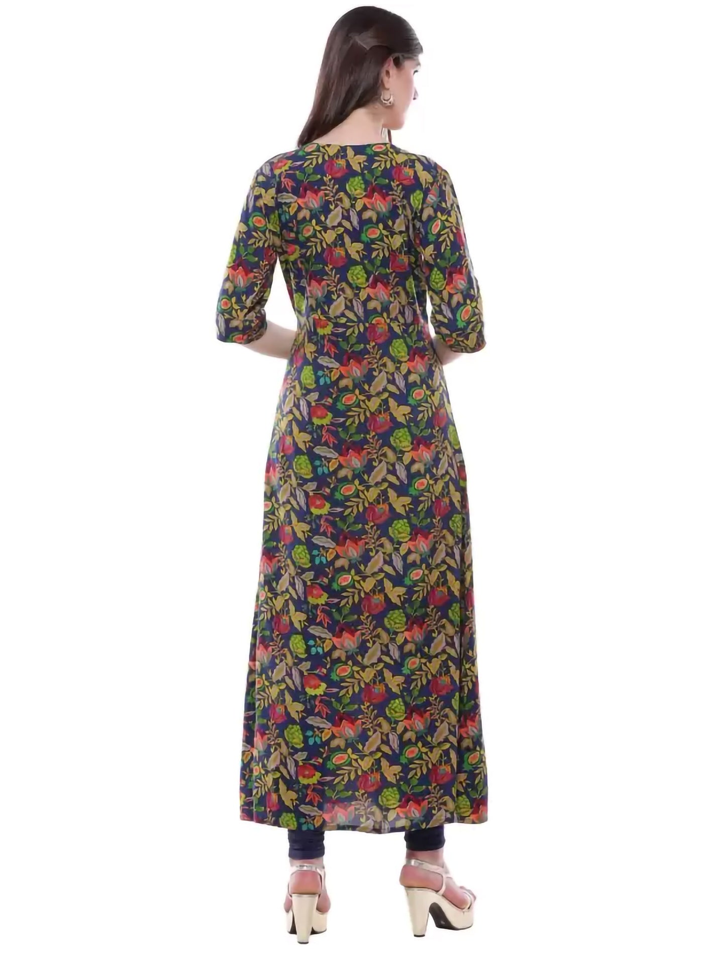 Multi Color Floral Print Cotton Rayon A-line Divena Kurta For Women