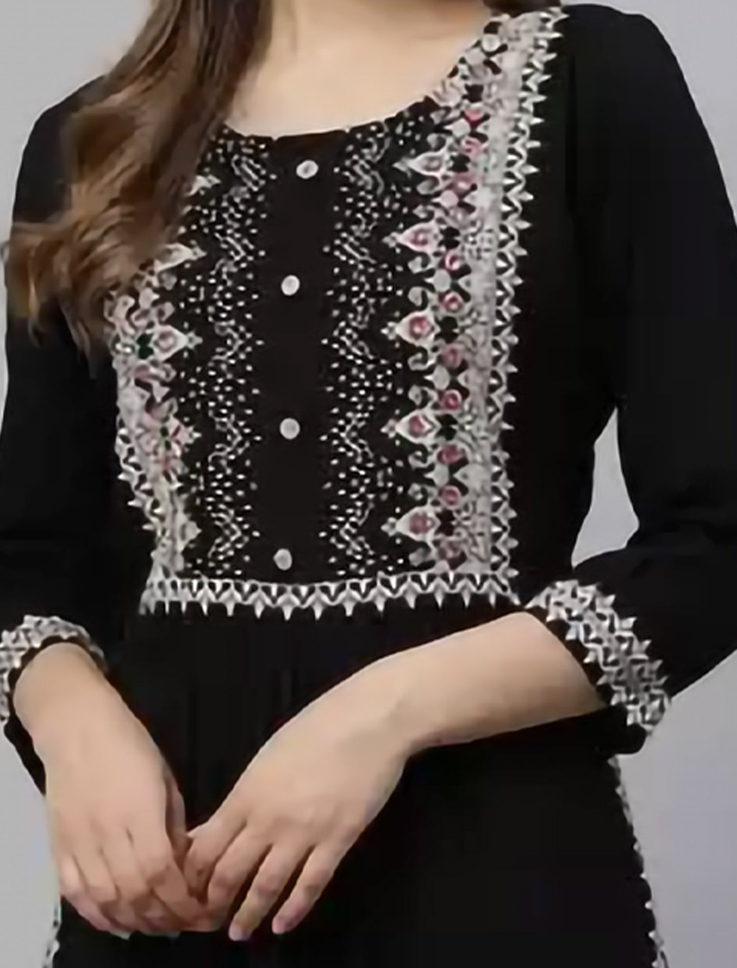 Black & White Yoke Design A-Line Divena Kurta For Women