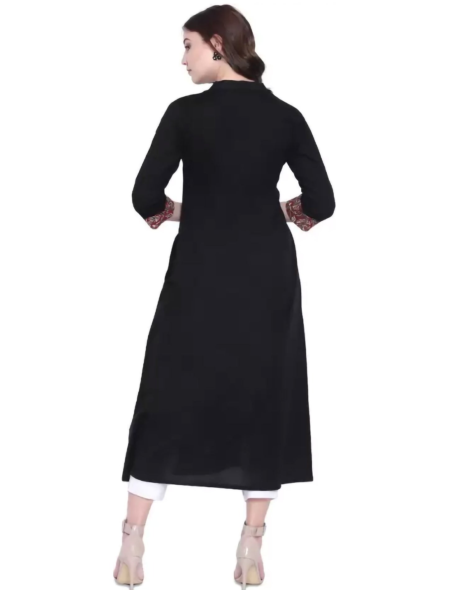 Black Sequinned Detail Solid A-Line Divena Kurta For Women
