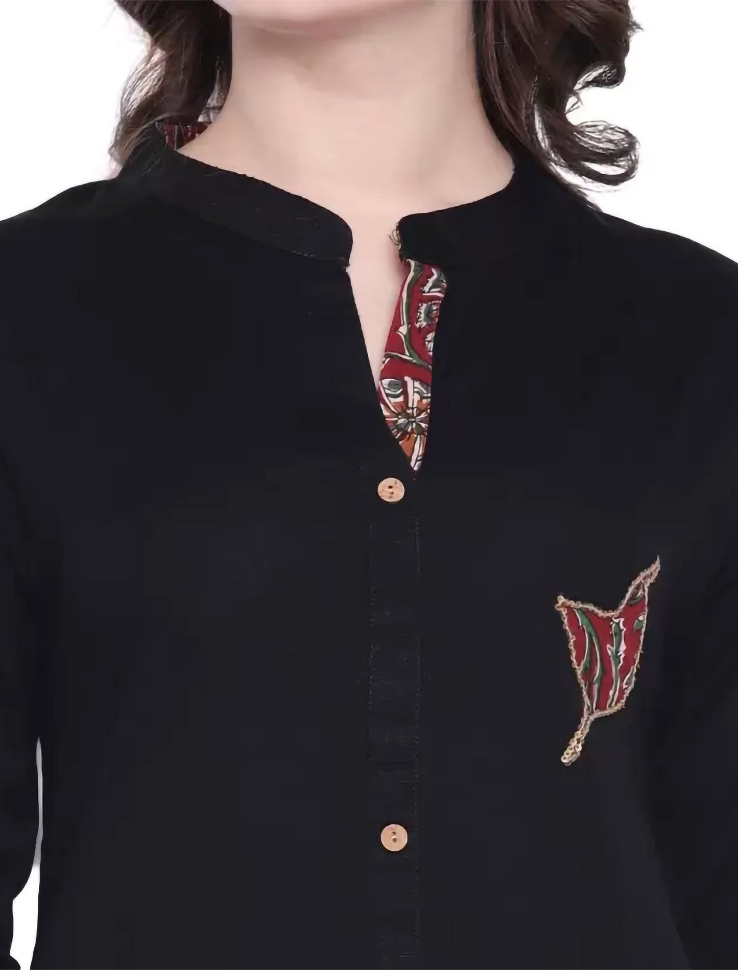 Black Sequinned Detail Solid A-Line Divena Kurta For Women