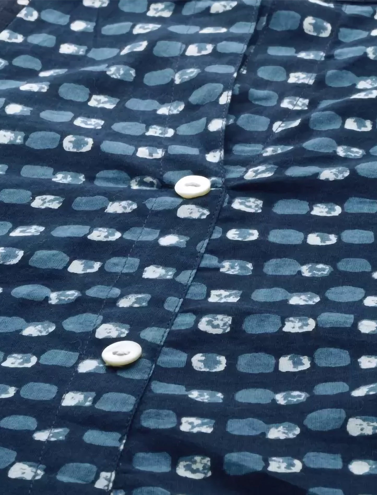 Navy Blue & White Printed A-Line Ethnic Kurta For Women