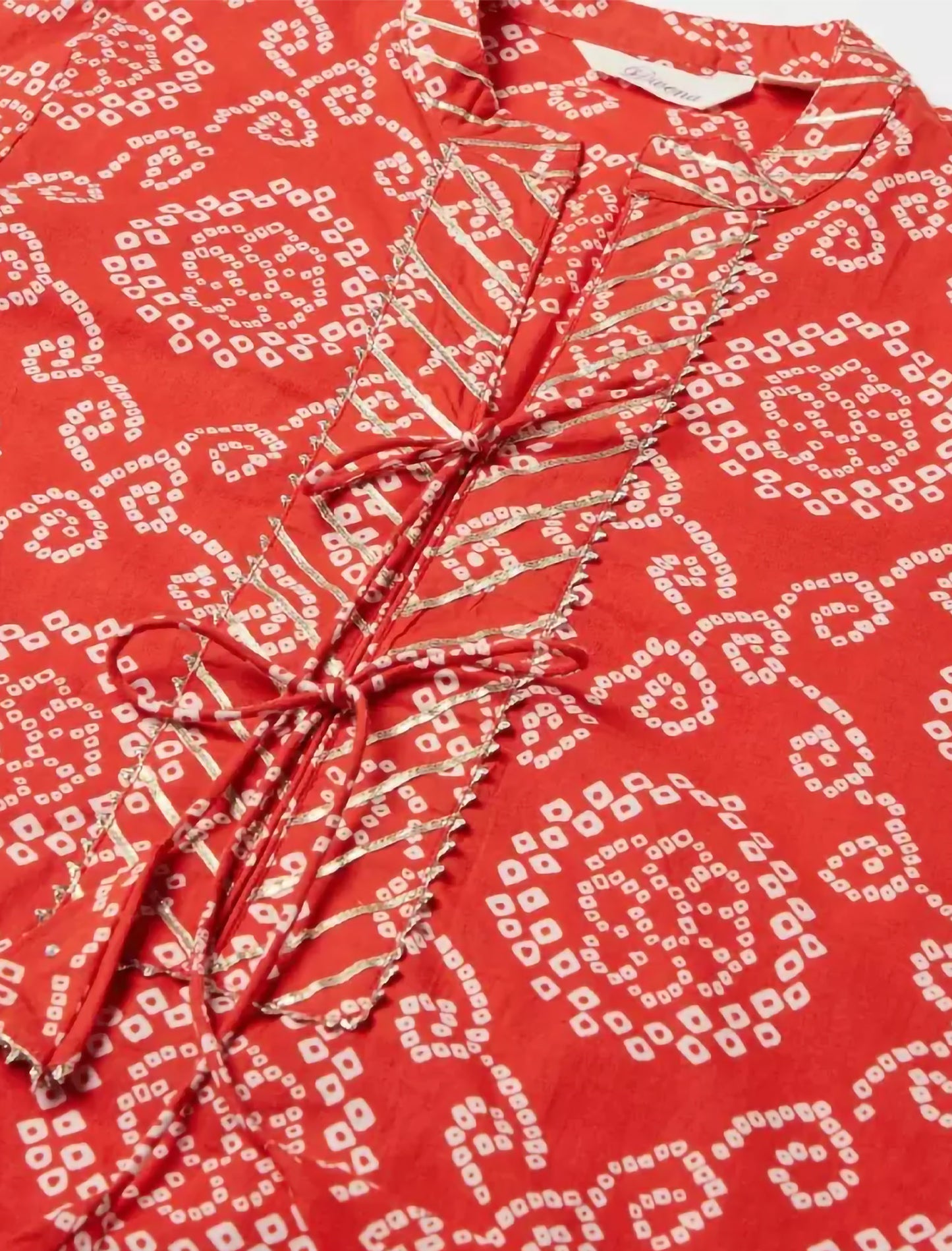 Red Geometric Printed Floral Ethnic Kurta For Women