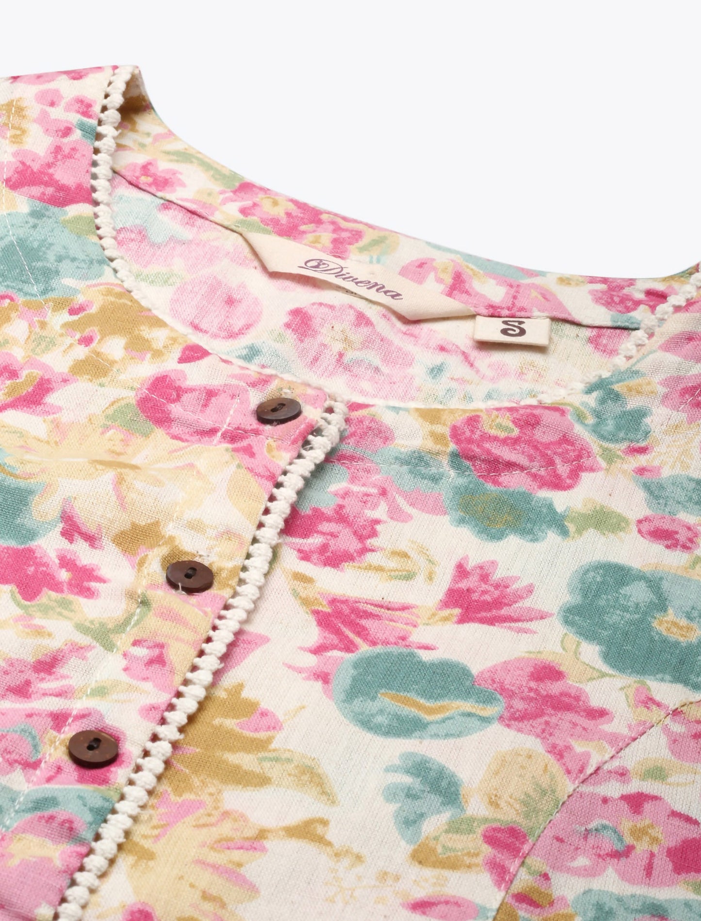White Floral Printed Ethnic Kurta For Women