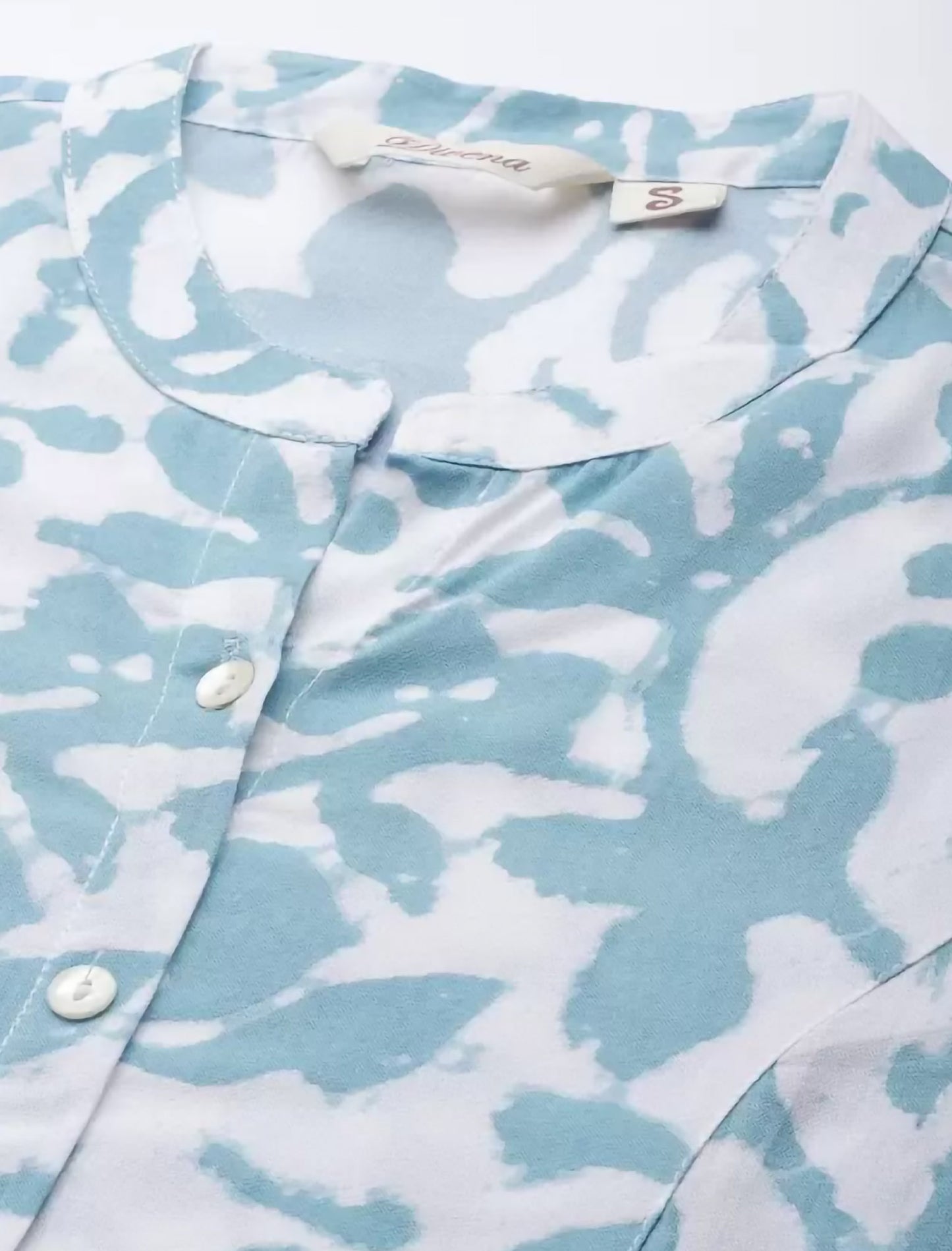 White Floral Printed Cotton Ethnic Kurta For Women