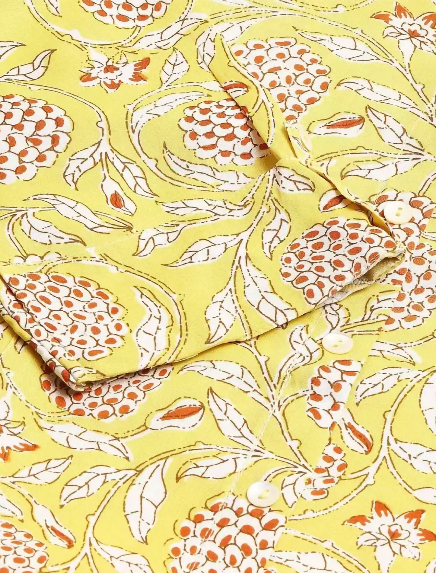 Yellow & Off White Linen Floral Print Divena Kurta For Women
