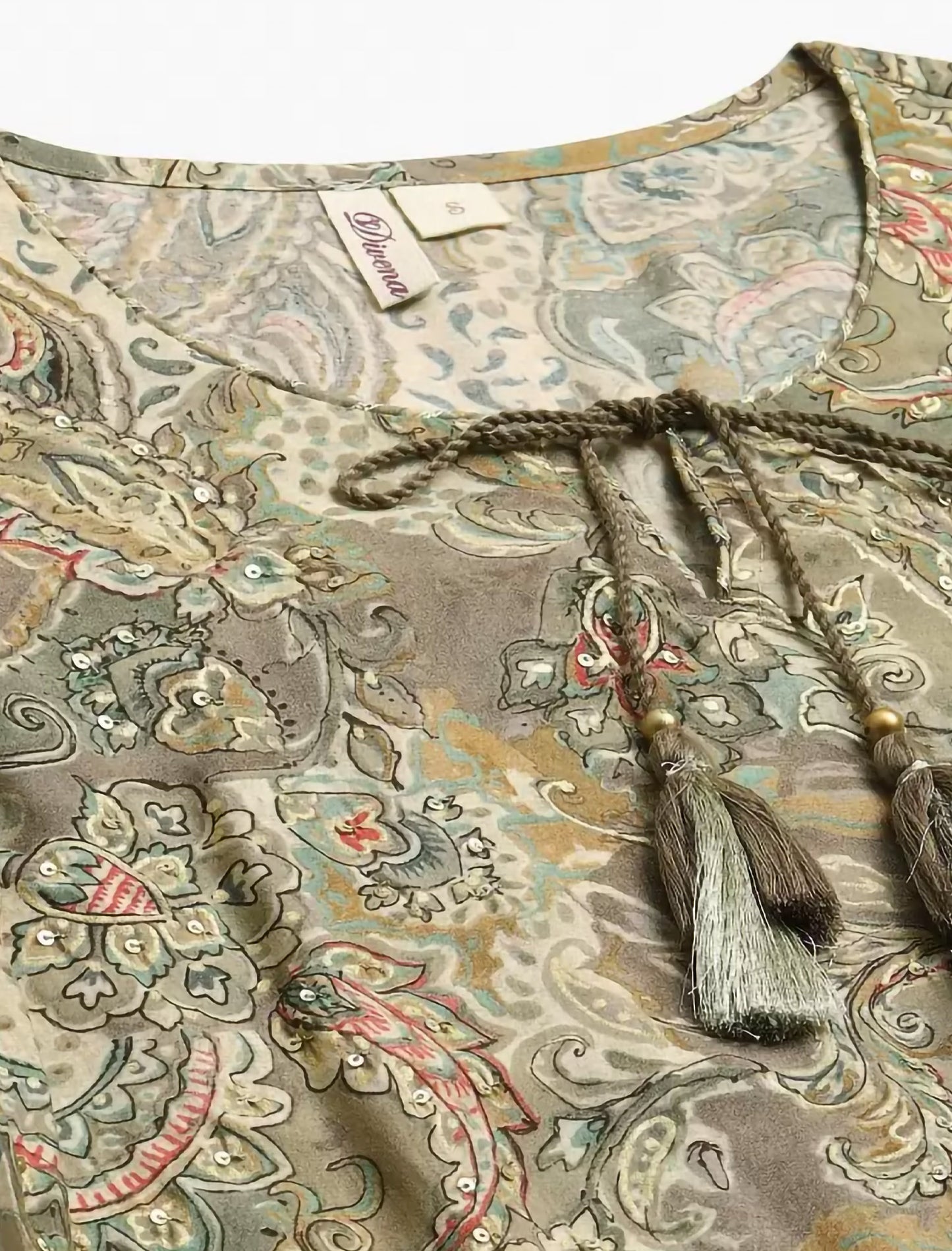Green & Grey Ethnic Motifs Printed Divena Kurta For Women