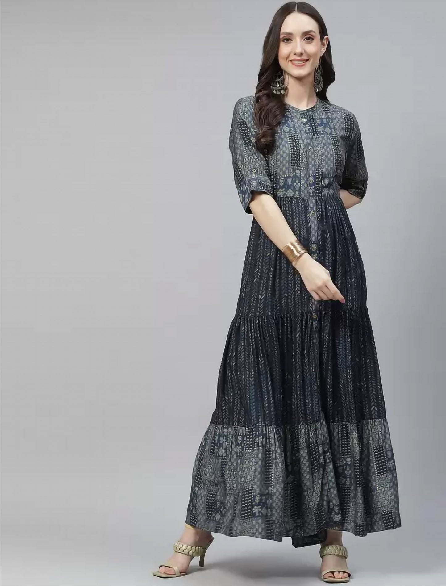 Blue Ethnic Motifs Printed Ethnic Kurta For Women