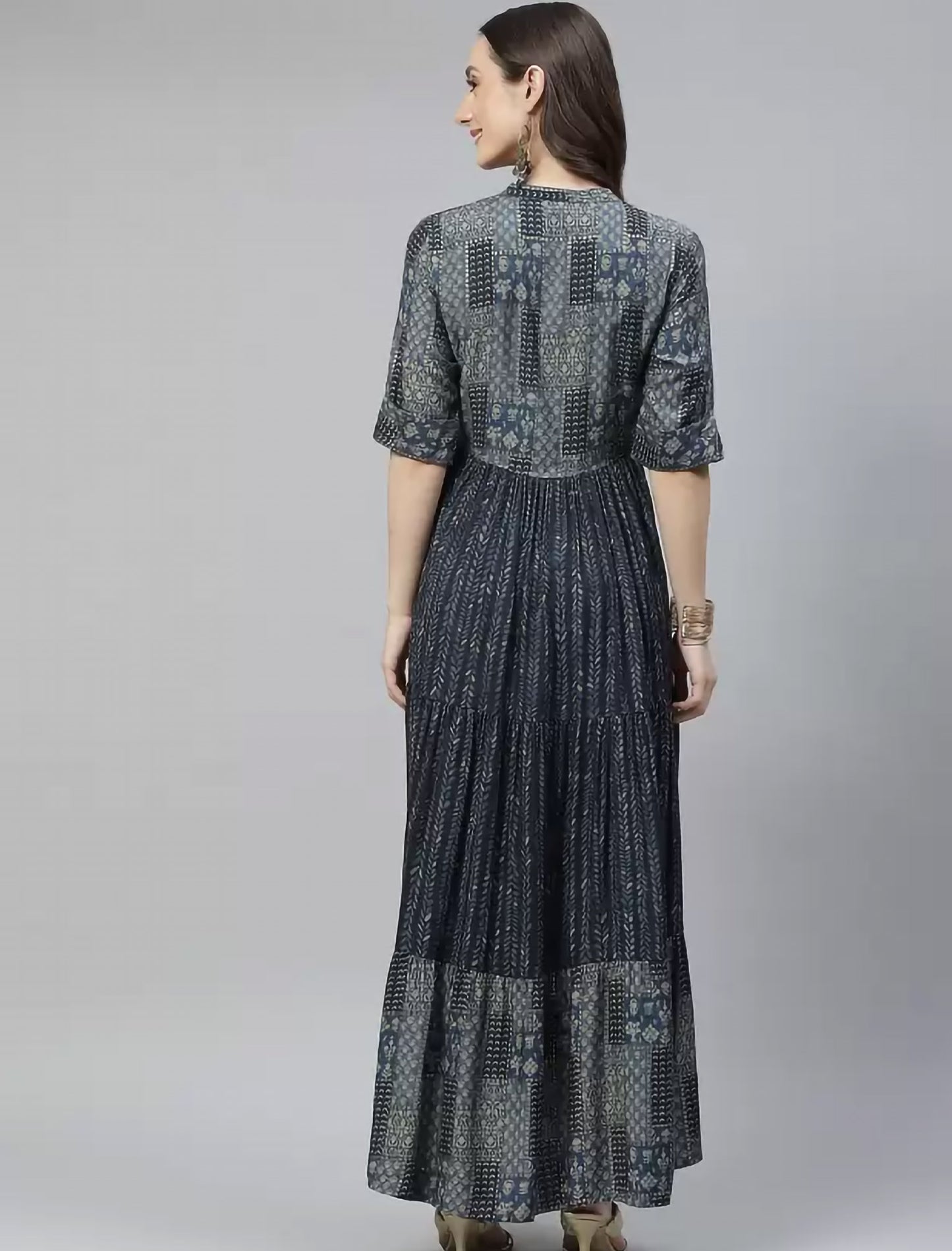 Blue Ethnic Motifs Printed Ethnic Kurta For Women