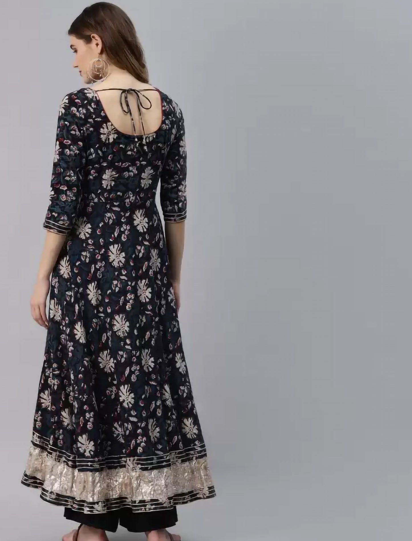 Blue Ethnic Motifs Printed Anarkali Kurta For Women