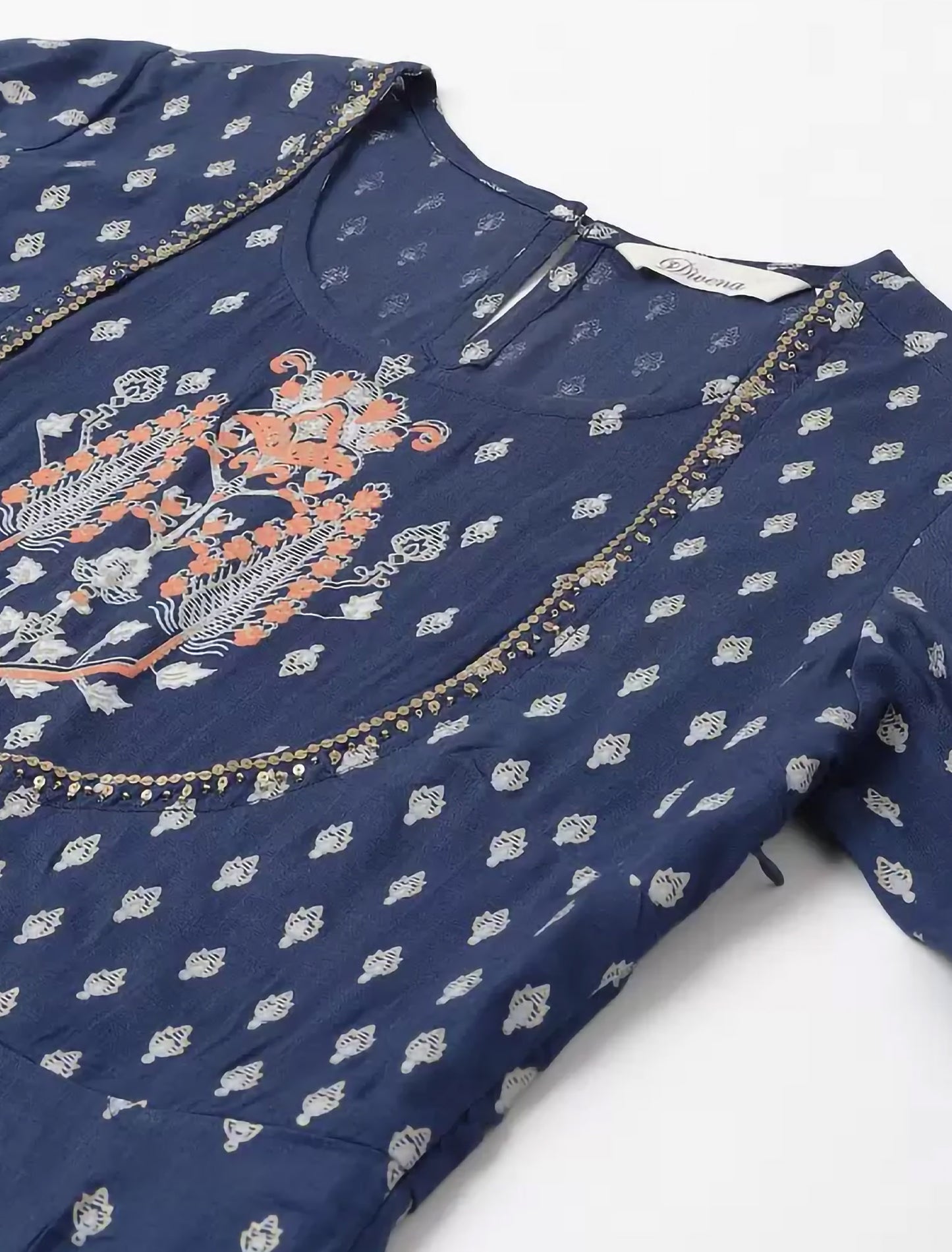 Blue Ethnic Motifs Printed Anarkali Kurta For Women