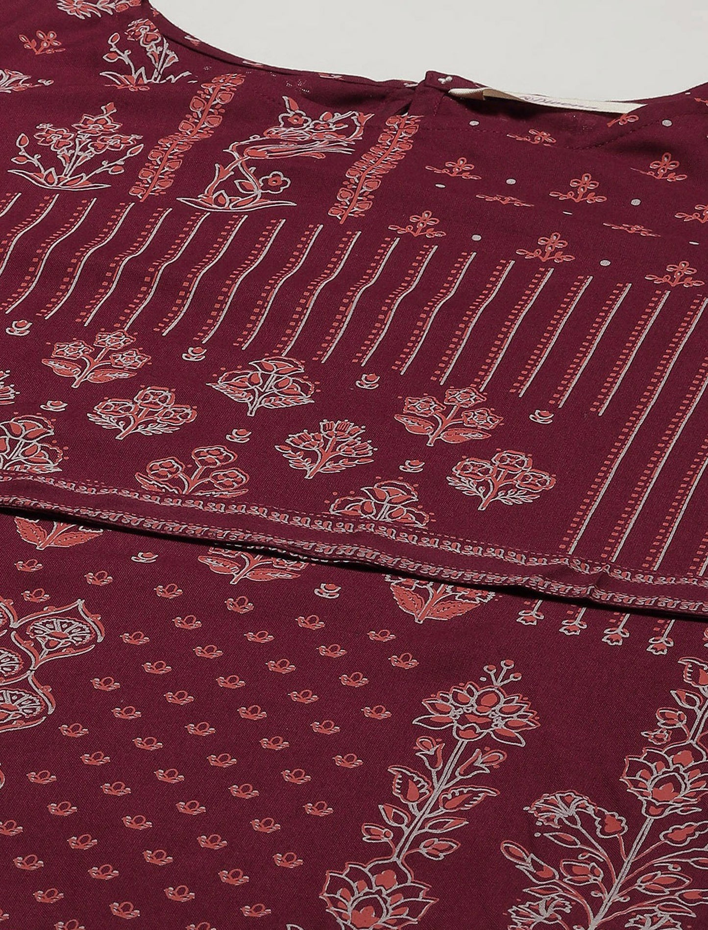 Maroon Ethnic Motifs Printed Kurta For Women