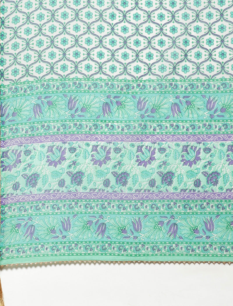 Sea Green Ethnic Pure Cotton Kurta Pant Sets