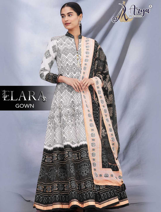 Slub Cotton Timeless Grace Gown with Digital Print Chanderi Cotton Dupatta