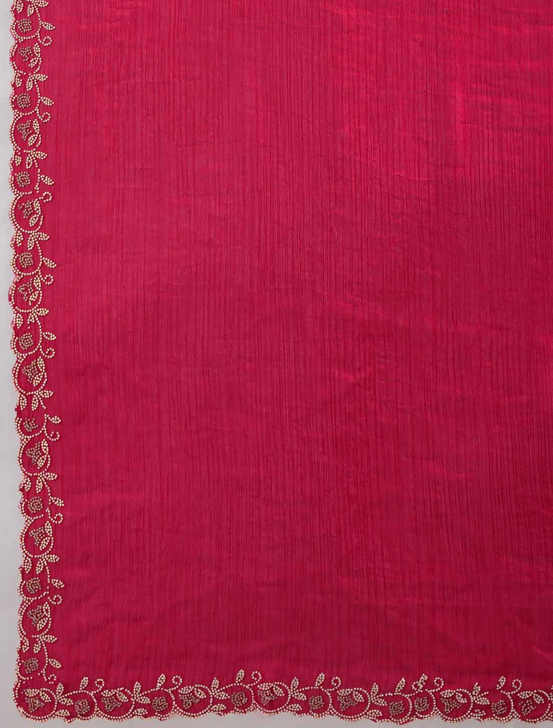 Velvet Chiffon Dual Tone Zaekan Triple Layer Cutwork In C-Pallu Ethnic Saree