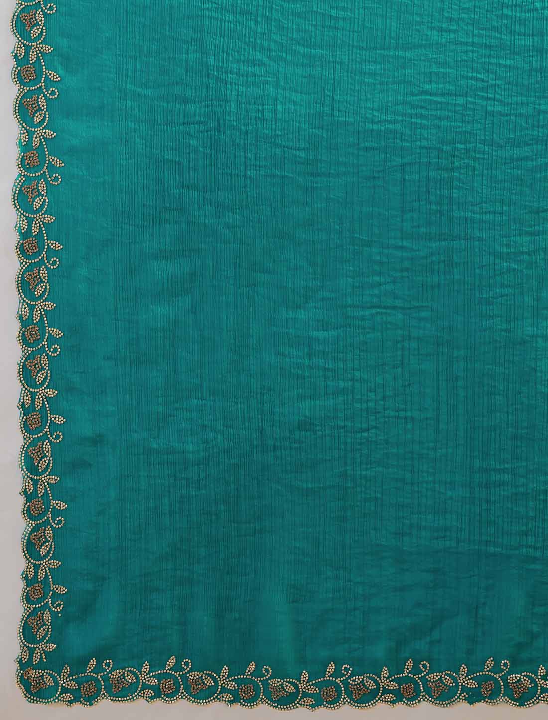Velvet Chiffon Ethnic Dual Tone Zaekan Triple Layer Cutwork In C-Pallu Saree