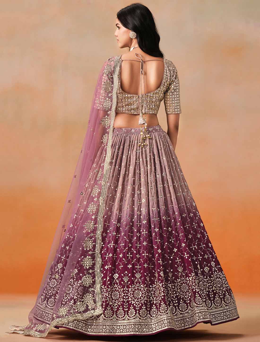 Maroon Designer Georgette Sequis Zari Embroidered Ethnic Lehenga Choli