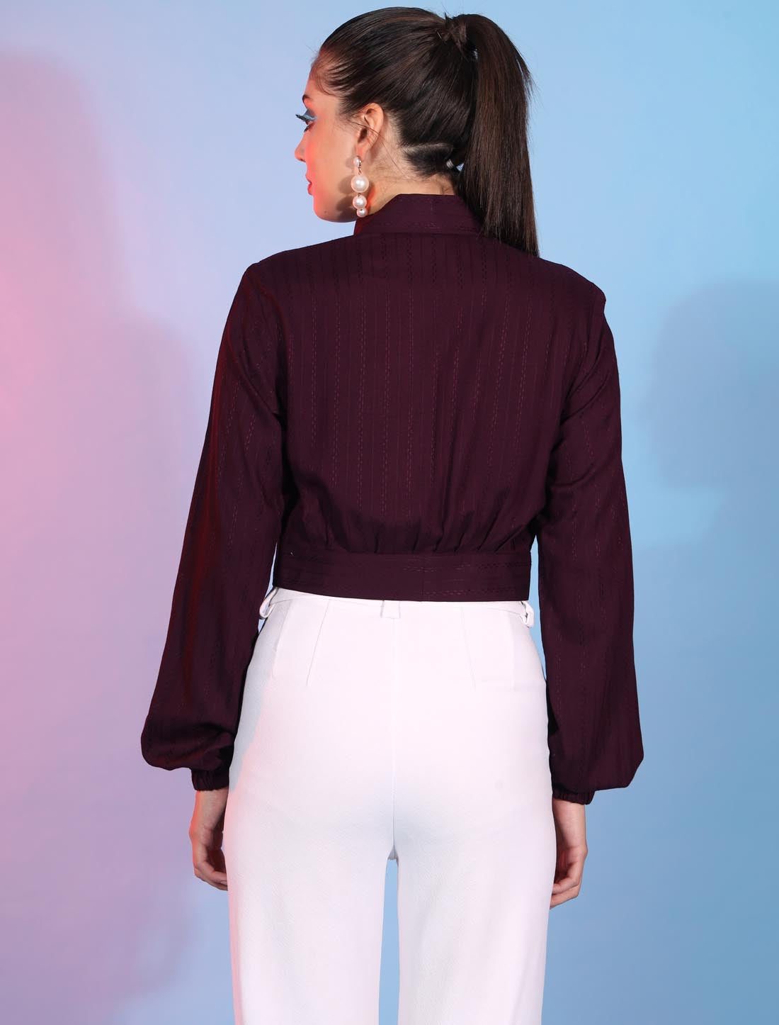 Purple Majestic Viscose Rayon Self Design & Designer Top For Women