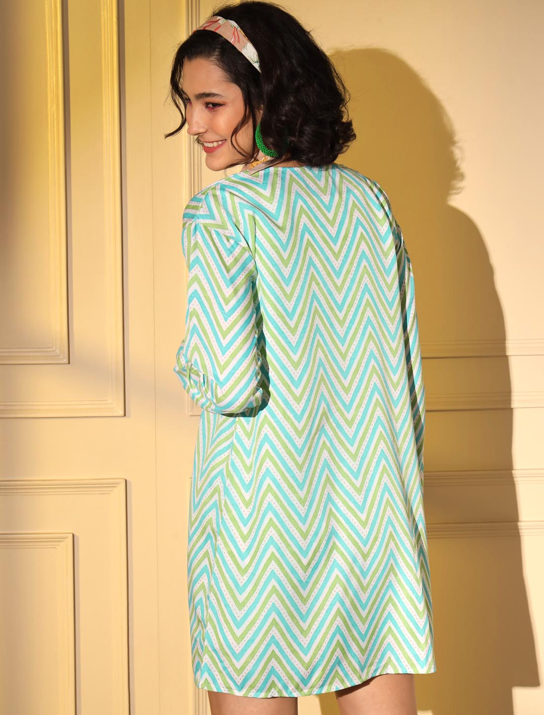 Green Multi Chic Platinum Crape Designer Women Co-ord Set