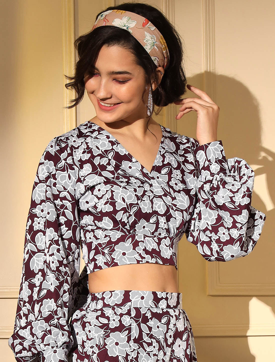 Majestic Maroon Premium Platinum Crape Designer Women Co-ord Sets