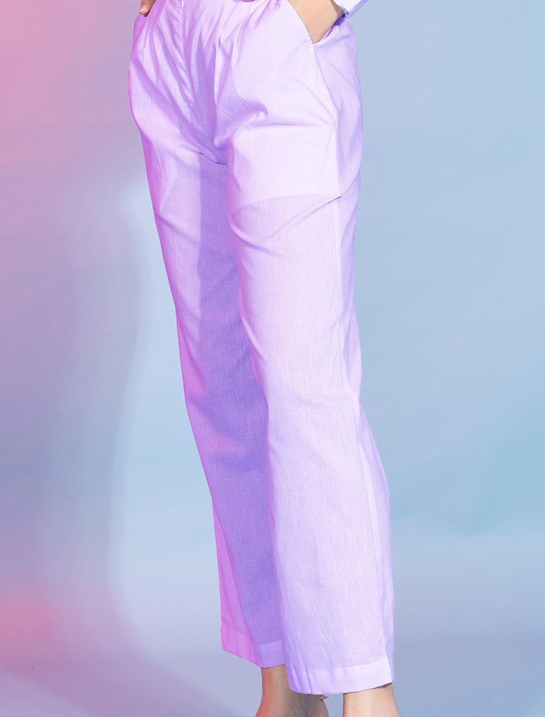 Luxurious Levender Cotton Designer Women Co-ord Sets