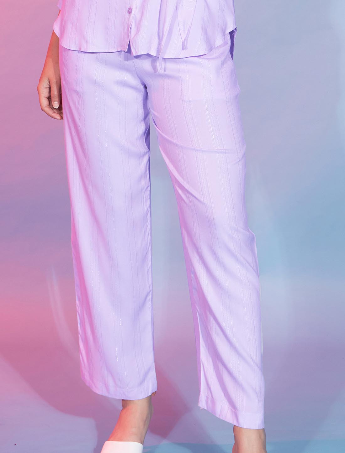 Lavender Elevate Designer Viscose Rayon Shrugs Type Co-ord Sets For Women
