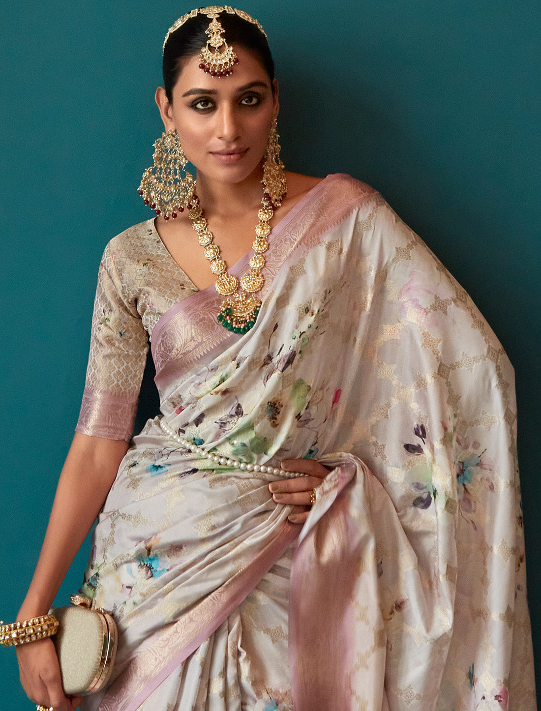 Light Pink Soft Silk Designer Party Wear Ethnic Saree