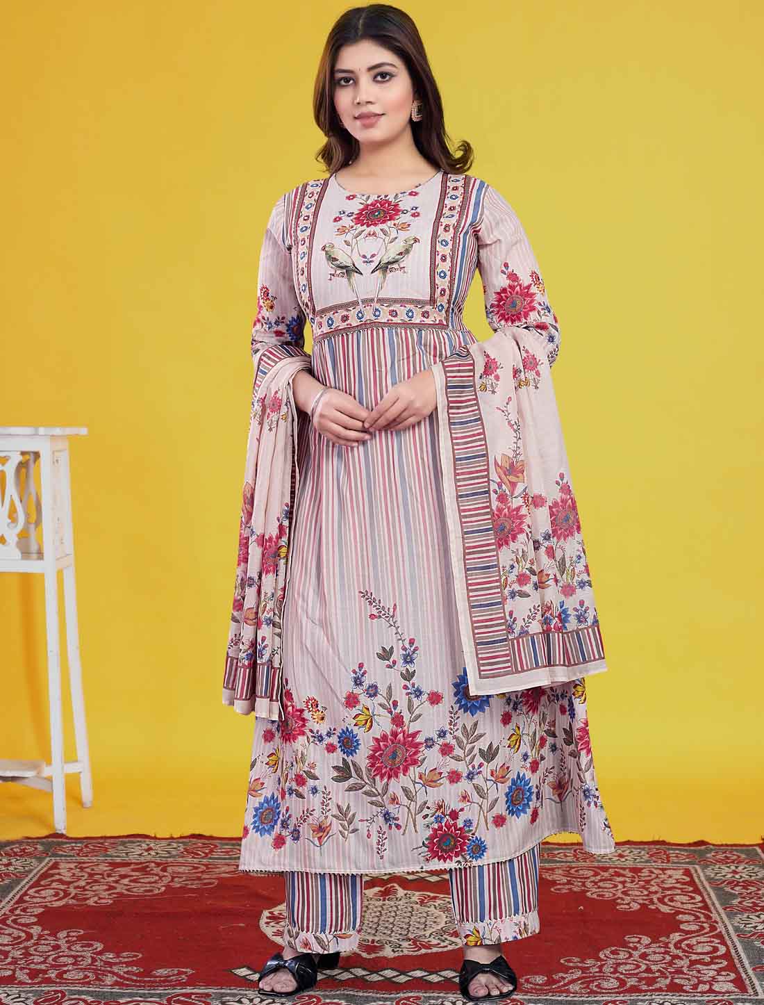 Multi-Color Ethnic Cotton Elegant And Comfortable Salwar Suits