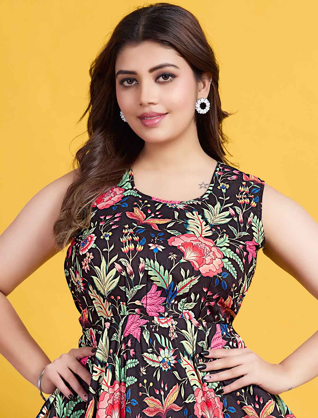 Ethnic Dark Black Cotton And Comfortable Floral Salwar Suits