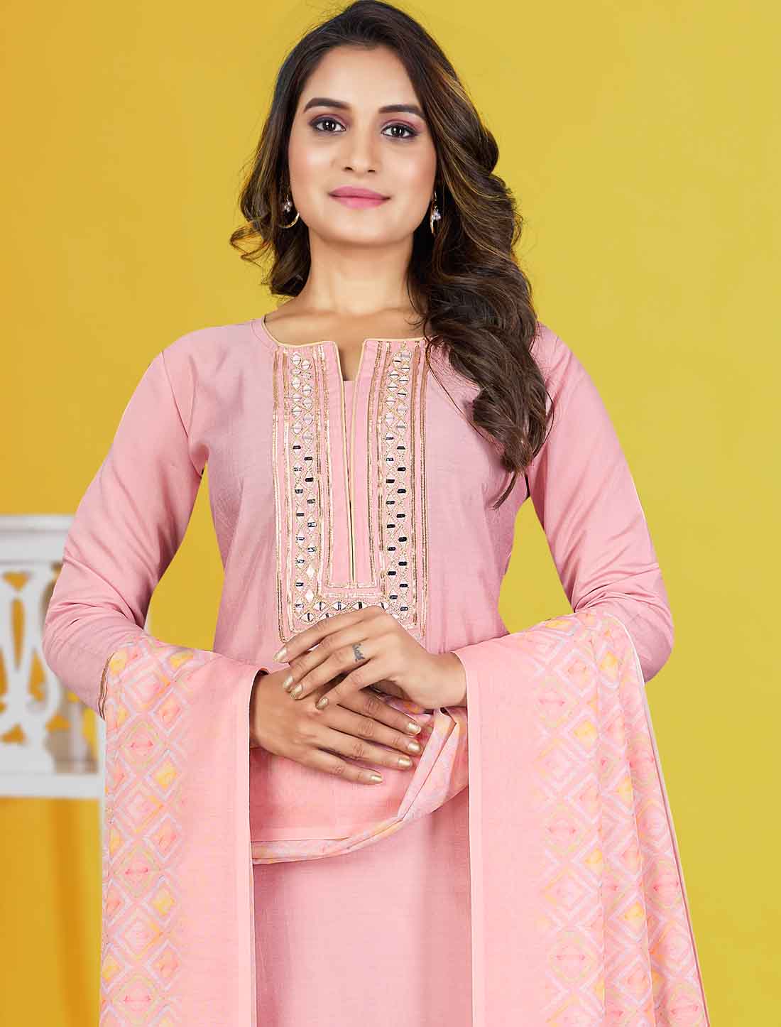 Ethnic Pink Roman Silk Elegant And Comfortable Salwar Suits