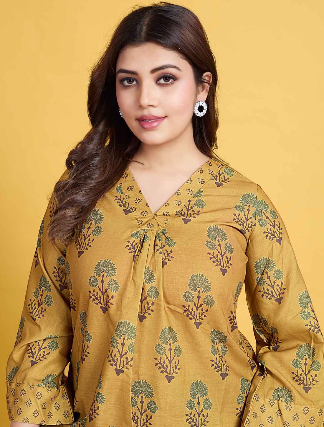 Mustard Yellow Cotton Elegant And Comfortable Ethnic Salwar Suits