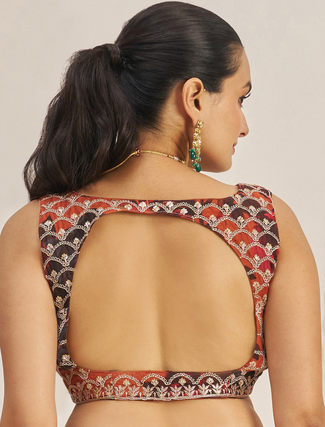 Orange Organza Semi-Stitched With Zari & Sequins Designer Lehenga Choli