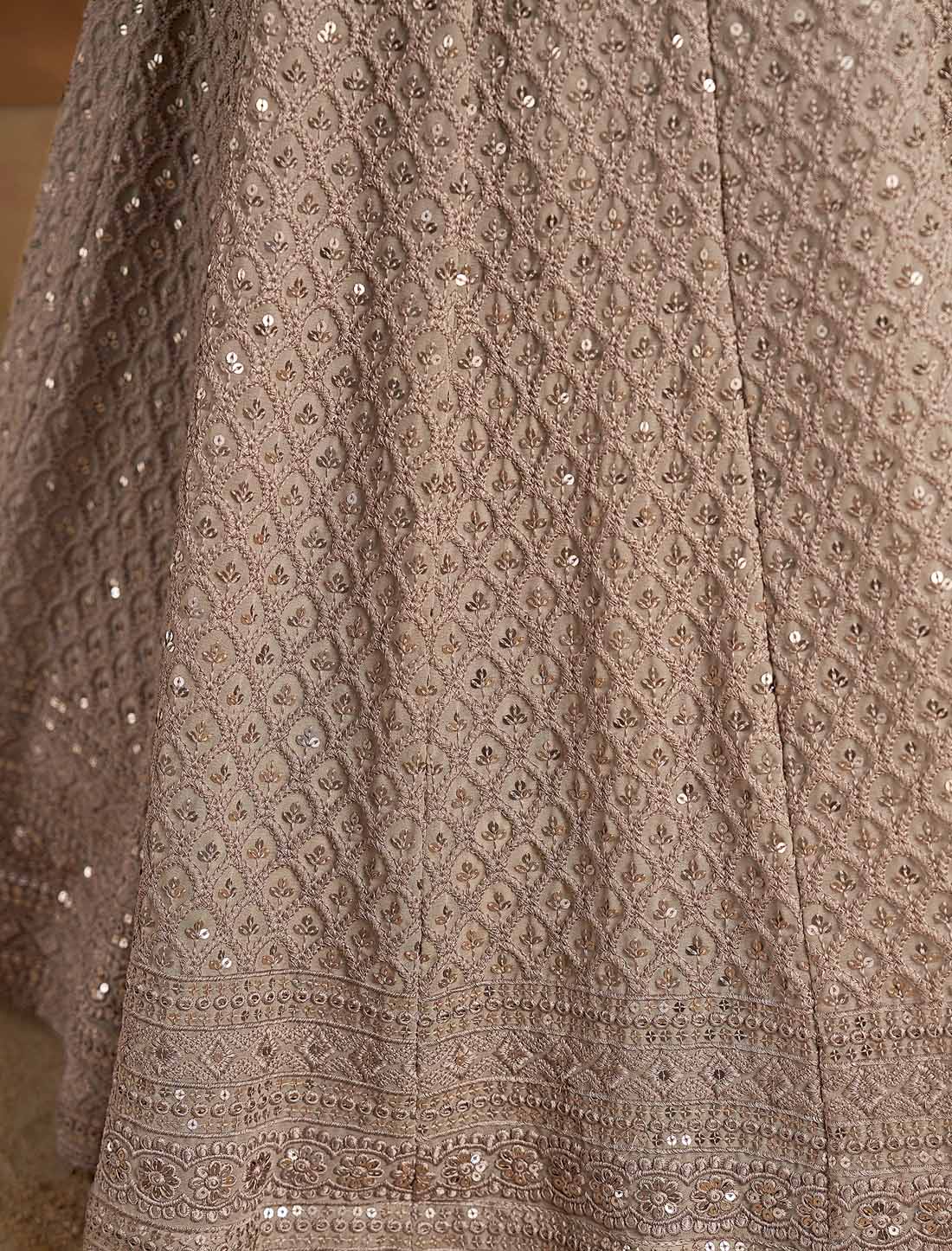 Grey Soft Net With Georgette Thread Embroidered Ethnic Lehenga Choli