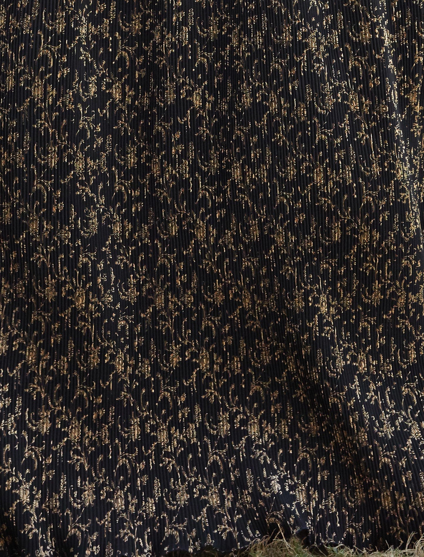 Black Silk Top with Cotton Fabric Skirt Set For Women