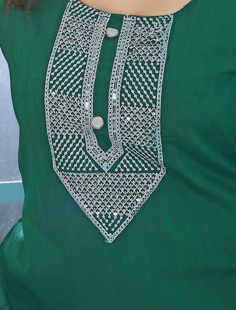 Chic Comfort Rinkal Cotton with Embroidered Work Details Inner Stitched Women Kurti & Pant Set