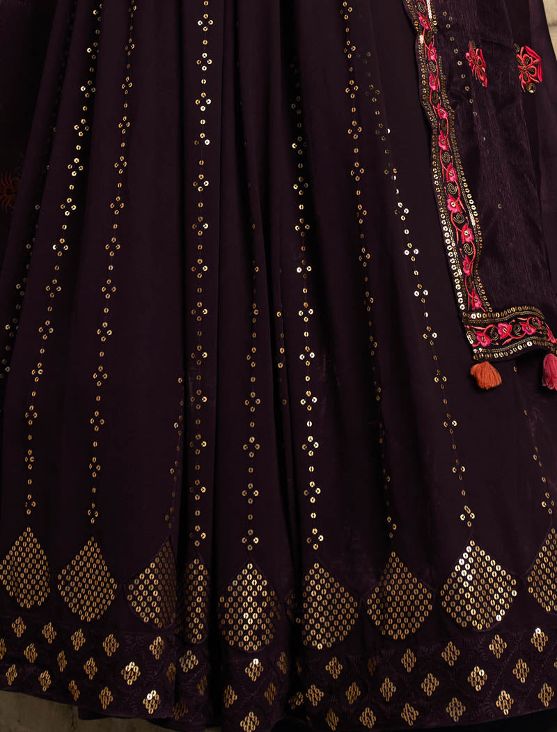 Purple Georgette Designer Party Wear Gown For Women