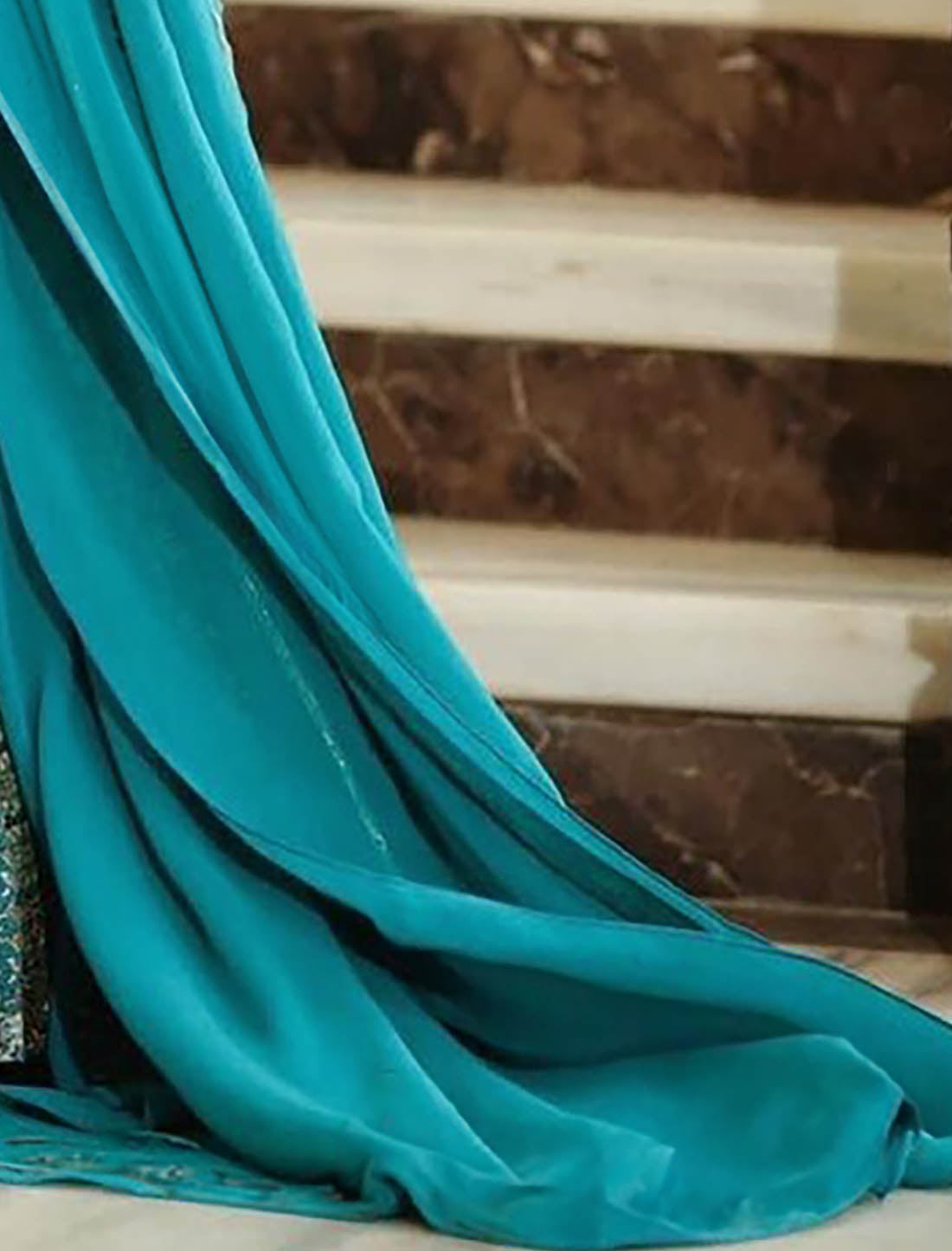 Blue Heavy Anarkali Rayon Party Wear Wedding Gown For Women With Georgette Dupatta