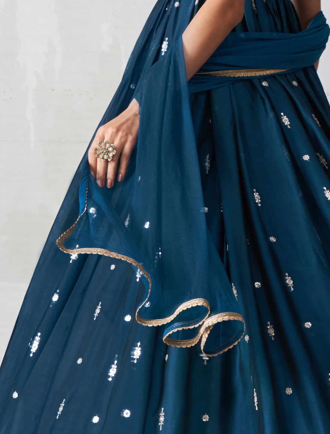 Georgette Rangoli Ethinc Multi Thread Embroidery Gown Sets